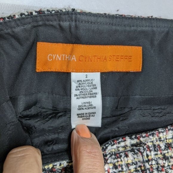 Cynthia Steffe Skirt Women Size 2 Wool Blend Tweed Circle Lace Trim - Picture 8 of 8